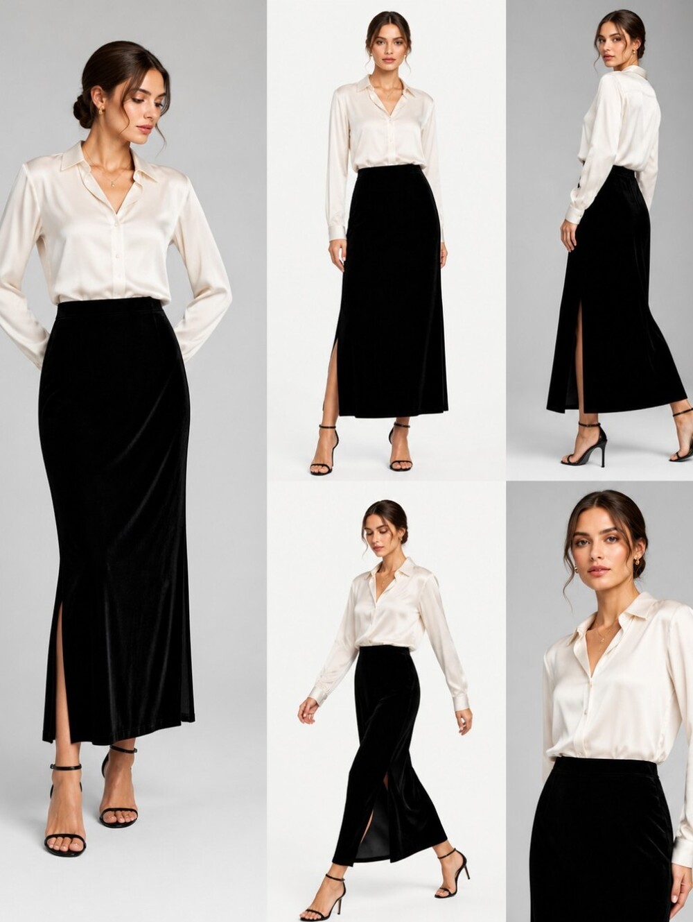 Women's Briggs New York Elegant Black Velvet Maxi Skirt - Sz Petite Large
